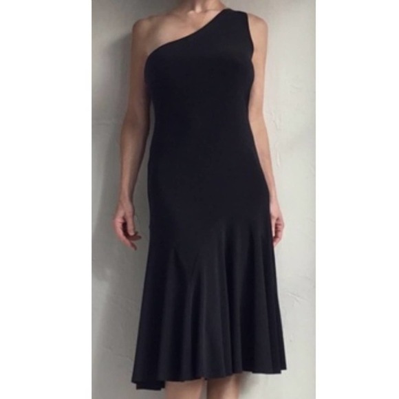 American Living Black Stretch One Strap A Line Dress - Picture 1 of 4